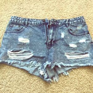 High waisted jean shorts